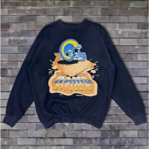 Vintage‎ 90s 1995 NFL St. Louis Rams Navy Crewneck Sweatshirt Tultex L 21x26